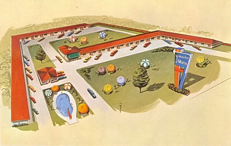 Airport Inn (Y-Master Motel) - Vintage Postcard (newer photo)